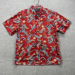 Vintage Ralph Lauren Shirt Mens XL Red Blue Paisley Short Sleeve Hippie Bold Y2K